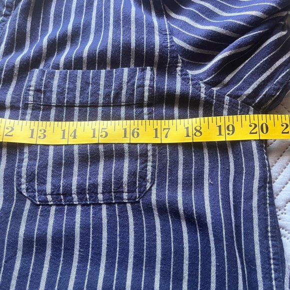 Universal Thread Womens Long Sleeve Blue Striped Collard Blouse Top Size M - Picture 5 of 6